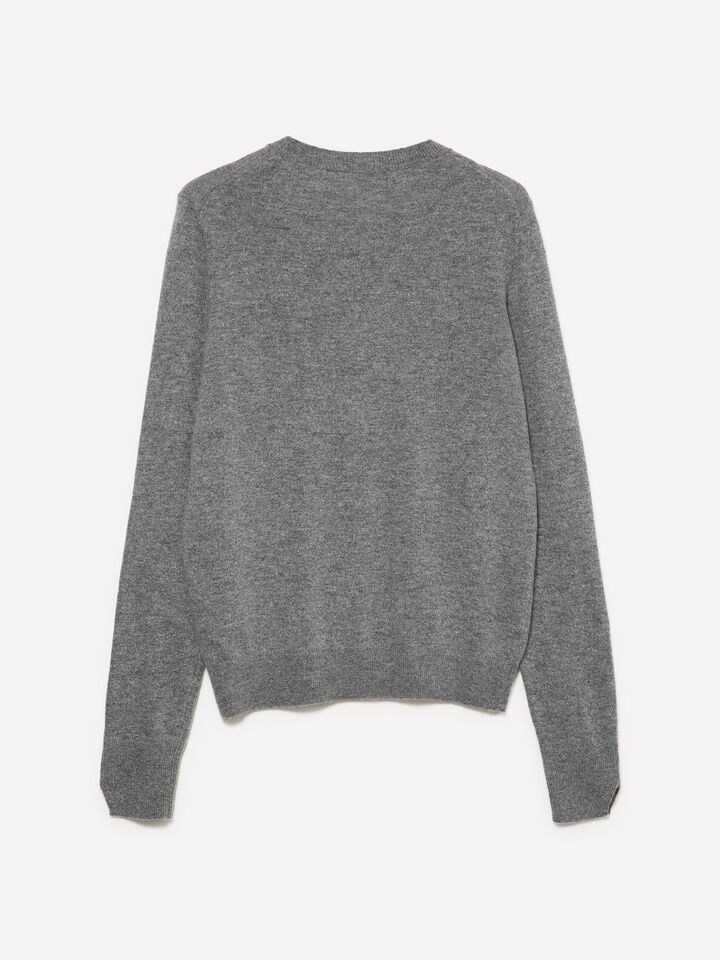 Pull ras du cou gris foncé chiné - pulls col rond pour femme - Gris | Sisley image number 2